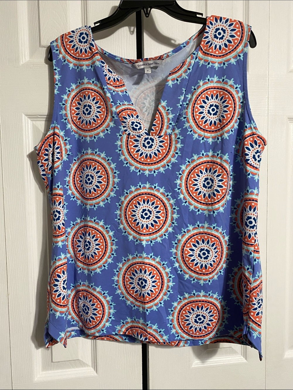 Sunsets & Sweet Tea sleeveless blouse top shirt size XLARGE